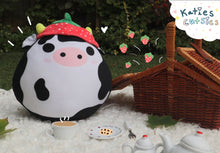 Load image into Gallery viewer, Kenny the cow with strawberry hat plushie!
